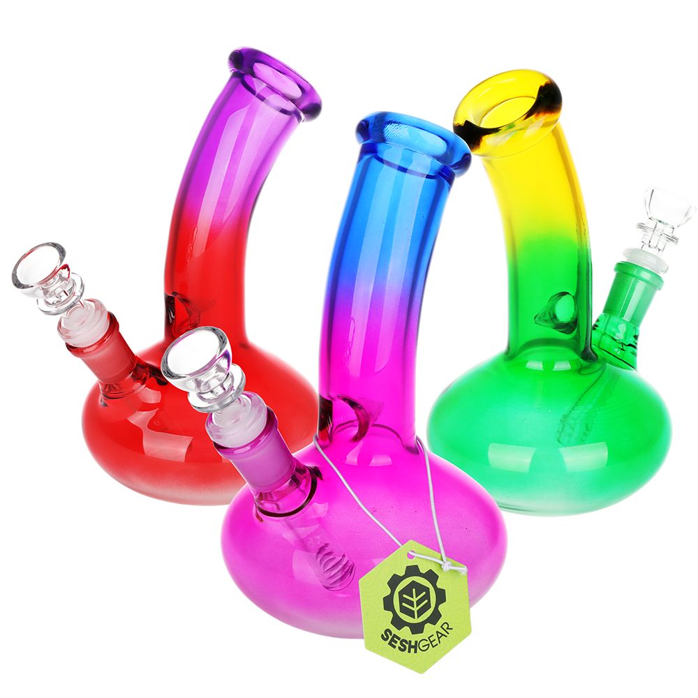 Bent Neck Glass Water Pipe - 3ct
